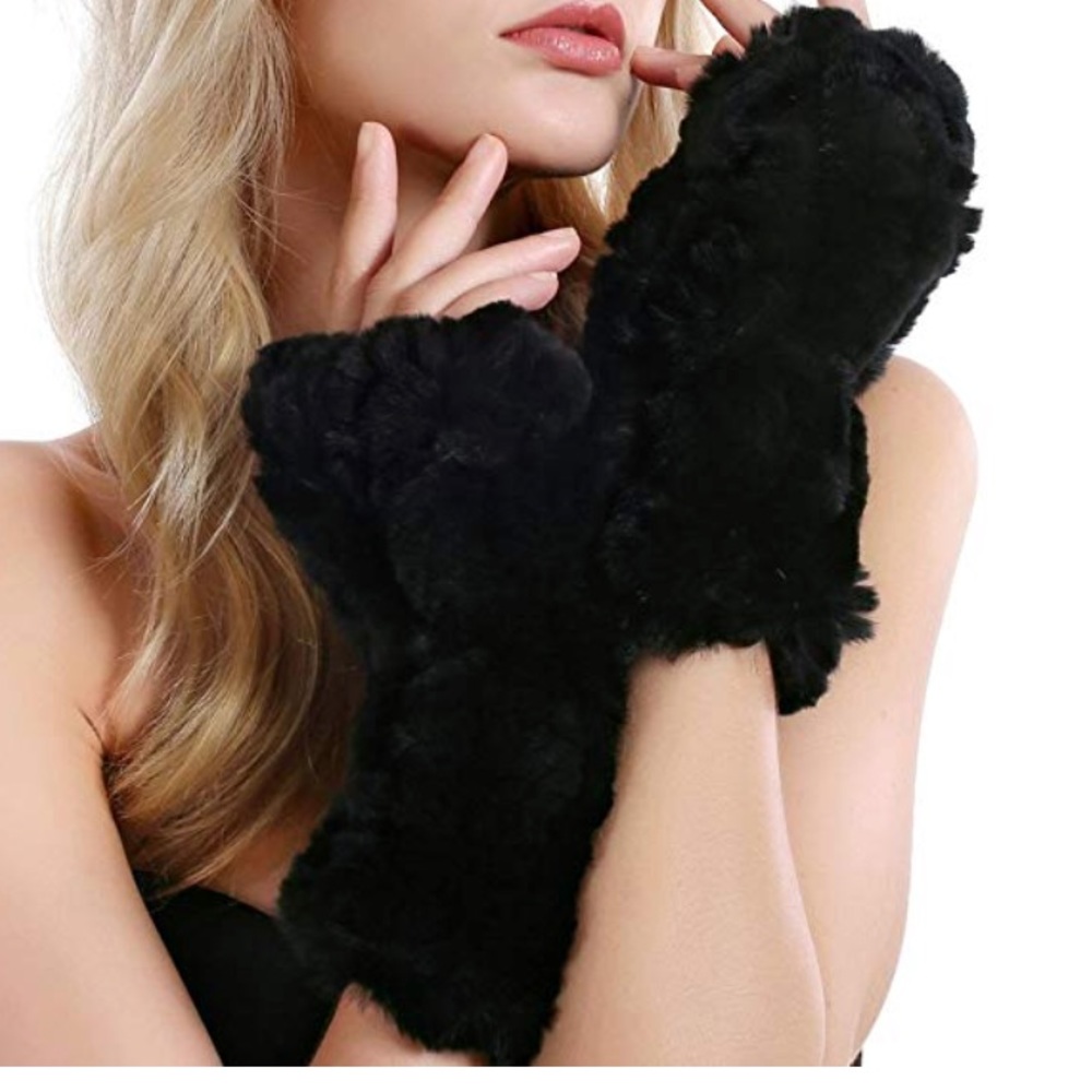 Host Pick ****Fur Gloves 100%Rabbit Fur Mittens - Picture 3 of 8